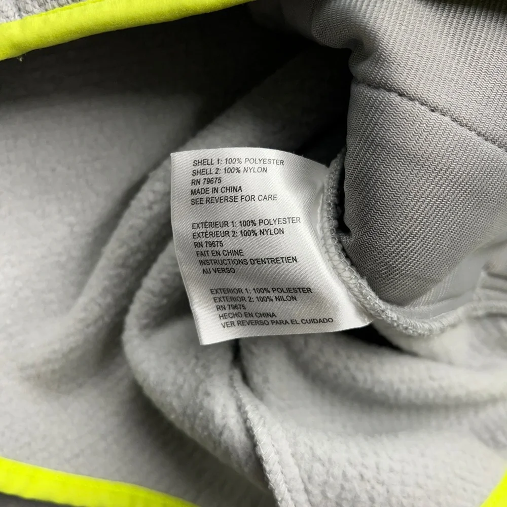 Lucky Brand Mens Gray Full Zip Fleece Jacket Neon Trim Size Medium 1749